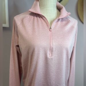 NWOT Pale pink 1/4 zip pullover. Very nice with thumb holes!!